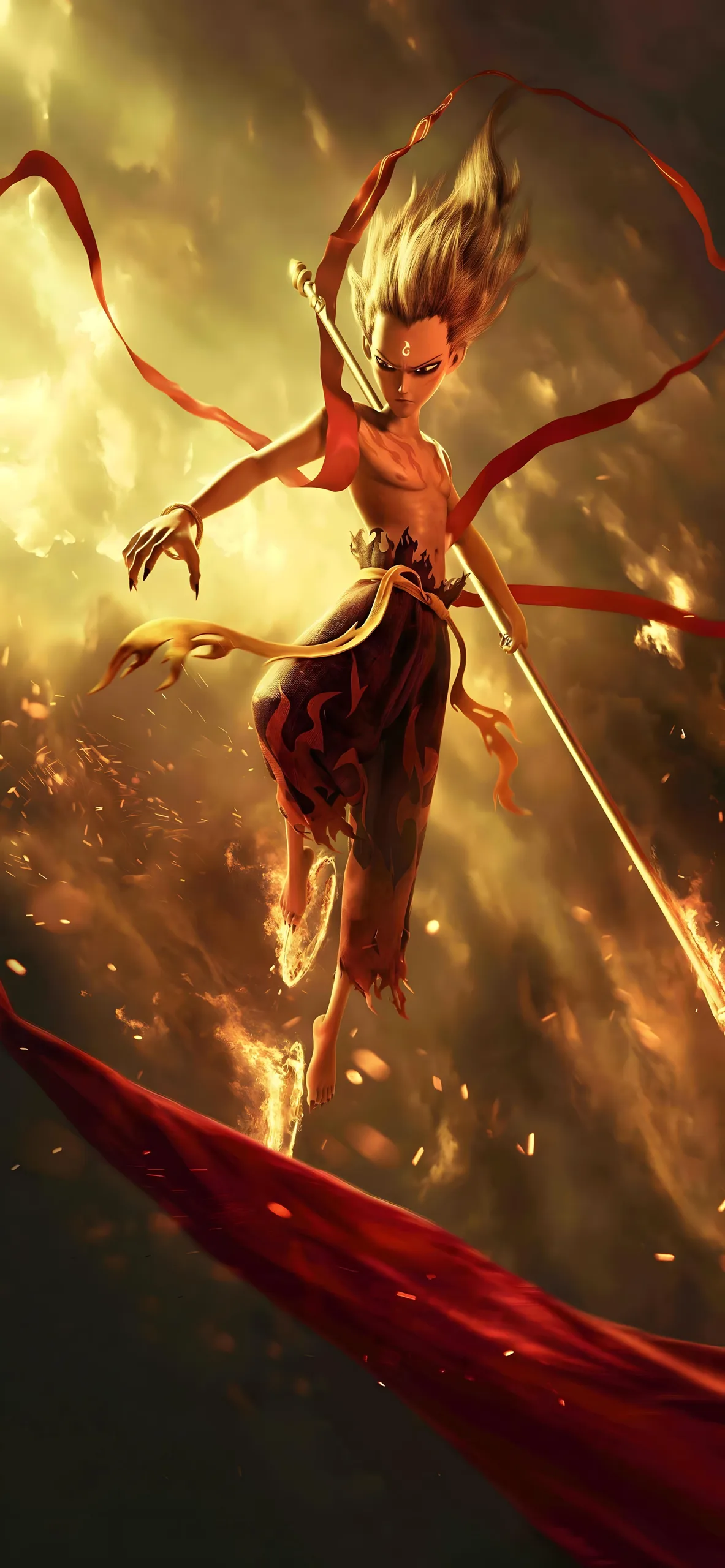 Ne Zha Fire Lotus Portrait 06 - Ne Zha 8K phone wallpaper